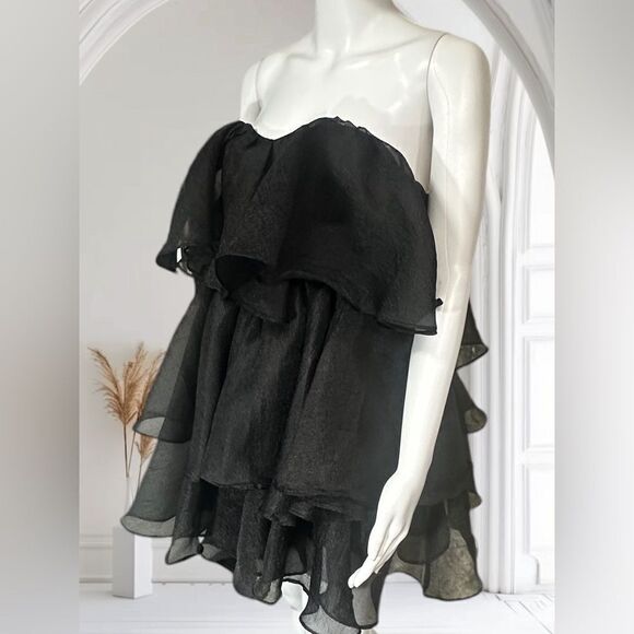 Altr'd State Green Sadie Layered Ruffle Strapless Party Cocktail Mini Dress NWT - Picture 3 of 8